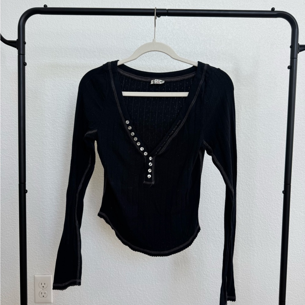 Free people Black Button-Down Women's Top